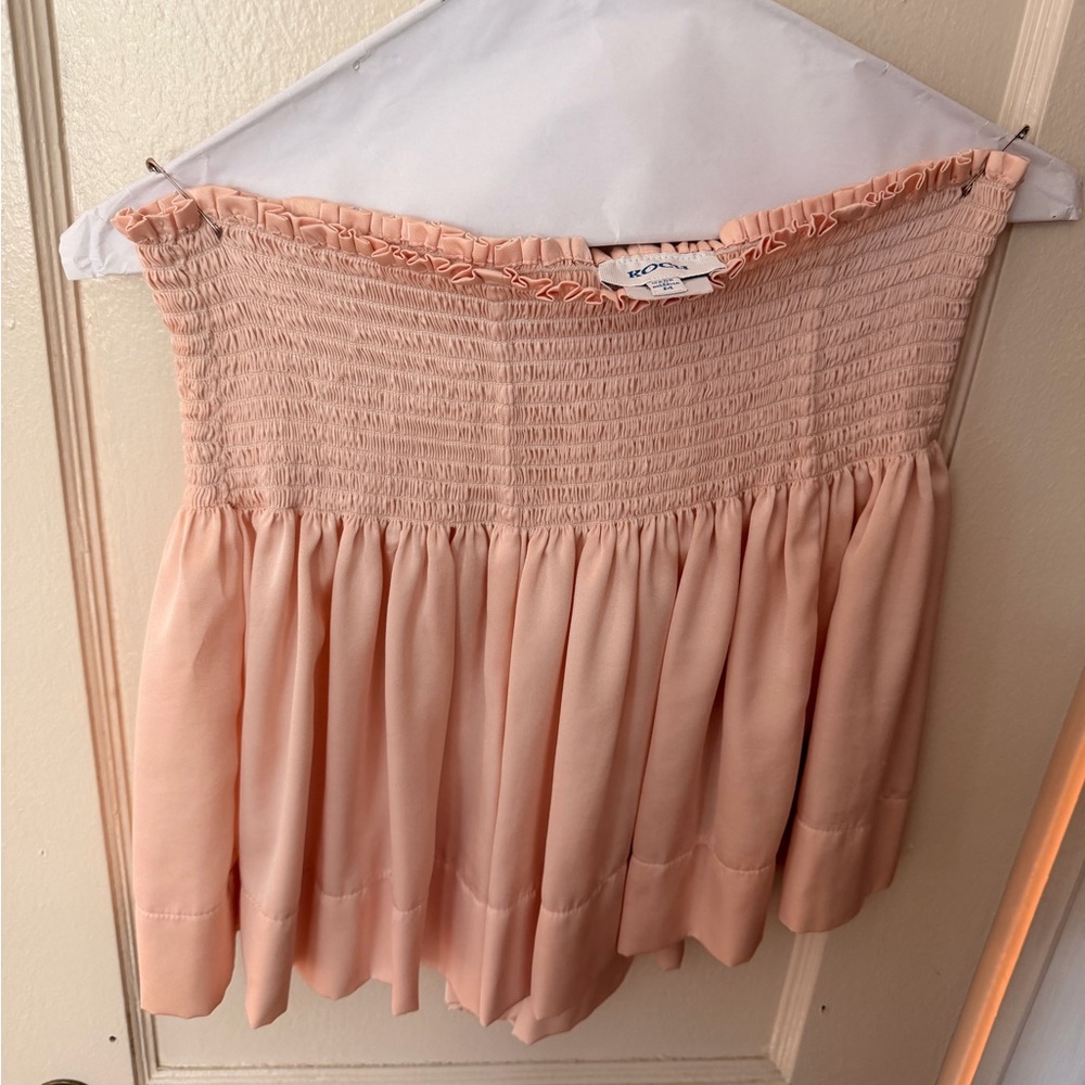Koch Smocked High-Waist Light Pink Mini Shorts